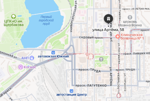 ДонНТУ на карте Донецка